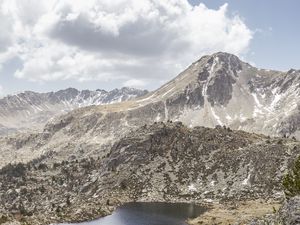 Preview wallpaper pond, mountain, relief, landscape