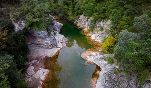 Preview wallpaper pond, rocks, stones, trees, landscape