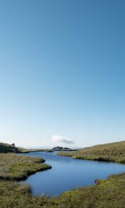 Preview wallpaper pond, shore, grass, sky, nature