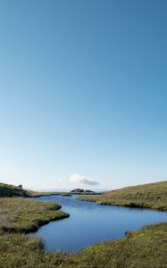 Preview wallpaper pond, shore, grass, sky, nature