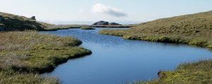 Preview wallpaper pond, shore, grass, sky, nature