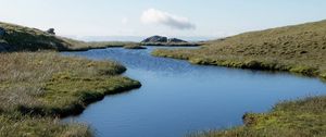 Preview wallpaper pond, shore, grass, sky, nature