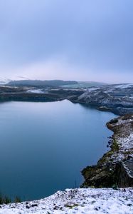 Preview wallpaper pond, shore, winter, nature