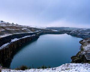 Preview wallpaper pond, shore, winter, nature
