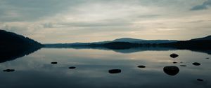 Preview wallpaper pond, stones, coast, sky, nature