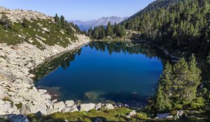 Preview wallpaper pond, trees, mountains, landscape