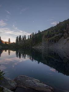 Preview wallpaper pond, trees, reflection, stones, nature