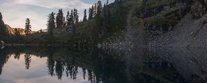 Preview wallpaper pond, trees, reflection, stones, nature