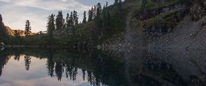 Preview wallpaper pond, trees, reflection, stones, nature