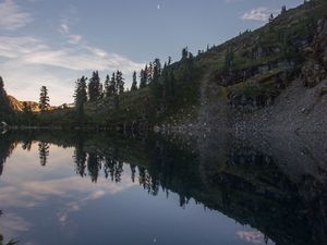 Preview wallpaper pond, trees, reflection, stones, nature