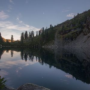 Preview wallpaper pond, trees, reflection, stones, nature