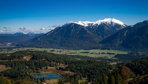 Preview wallpaper pond, valley, trees, mountain, nature