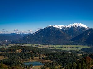 Preview wallpaper pond, valley, trees, mountain, nature