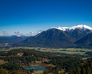 Preview wallpaper pond, valley, trees, mountain, nature