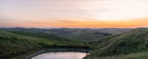 Preview wallpaper pond, water, hills, nature