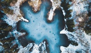 Preview wallpaper pond, winter, snow, ice, trees, netherlands