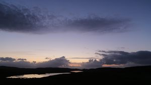 Preview wallpaper ponds, hills, twilight, landscape, nature