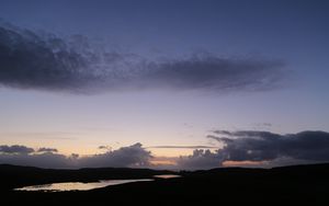 Preview wallpaper ponds, hills, twilight, landscape, nature