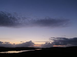 Preview wallpaper ponds, hills, twilight, landscape, nature