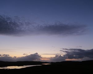 Preview wallpaper ponds, hills, twilight, landscape, nature