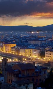 Preview wallpaper ponte vecchio, florence, italy, buildings, river, lights city