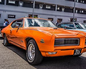 Preview wallpaper pontiac, gto, 1968, orange, bumper