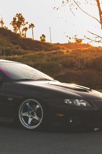 Preview wallpaper pontiac, gto, black, side view, cars