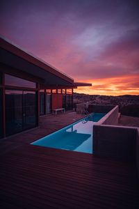 Preview wallpaper pool, balcony, rest, sunset