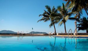 Preview wallpaper pool, palm trees, resort, blue water, rest, hotel, country house