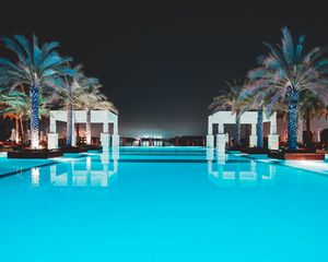 Preview wallpaper pool, water, palm trees, rest, luxury