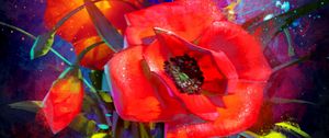 Preview wallpaper poppies, art, flowers, bouquet, red