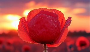 Preview wallpaper poppy, flower, field, sunset