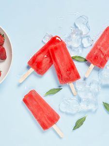Preview wallpaper popsicles, ice cream, ice, dessert, strawberry