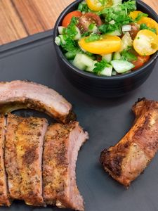 Preview wallpaper pork, vegetables, meat, roasted