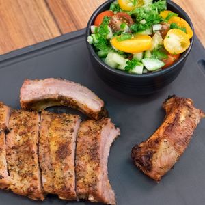 Preview wallpaper pork, vegetables, meat, roasted