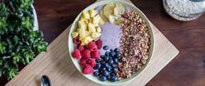 Preview wallpaper porridge, berries, blueberries, raspberries