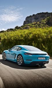 Preview wallpaper porsche, 718, cayman, blue, side view