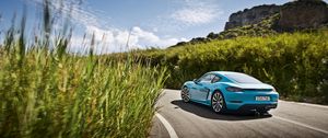 Preview wallpaper porsche, 718, cayman, blue, side view