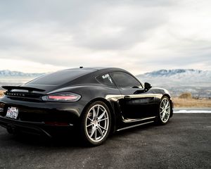 Preview wallpaper porsche 718 cayman, porsche, car, black, sportscar, supercar