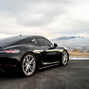 Preview wallpaper porsche 718 cayman, porsche, car, black, sportscar, supercar