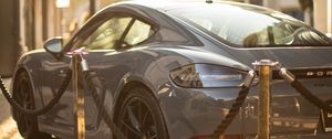 Preview wallpaper porsche 718, porsche, sportscar, coupe, gray, side view