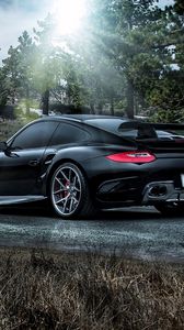 Preview wallpaper porsche, 911, carrera, turbo, side view, black