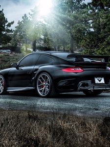 Preview wallpaper porsche, 911, carrera, turbo, side view, black