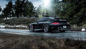 Preview wallpaper porsche, 911, carrera, turbo, side view, black