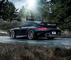 Preview wallpaper porsche, 911, carrera, turbo, side view, black