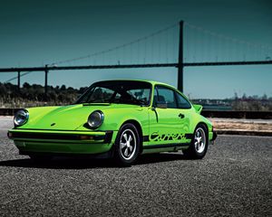 Preview wallpaper porsche, 911, carrera, 1974, green, side view