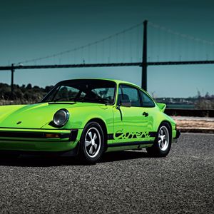 Preview wallpaper porsche, 911, carrera, 1974, green, side view