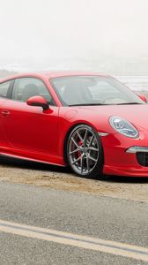 Preview wallpaper porsche, 911, carrera 4s, red, side view