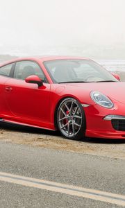 Preview wallpaper porsche, 911, carrera 4s, red, side view