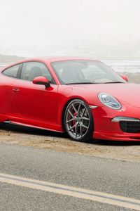 Preview wallpaper porsche, 911, carrera 4s, red, side view